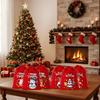 6pcs Christmas Bundle Pocket Gift Bags Snowman Print Velvet Drawstring Bags Soft Reusable Red Christmas Velvet Bundle Pocket