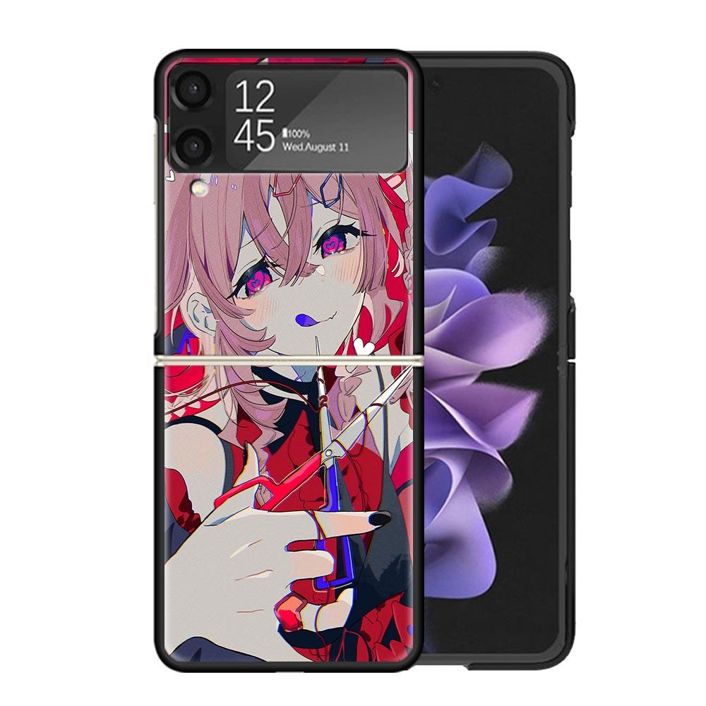Cute Anime Girl INS Clear Phone Case For Samsung Z Flip 7 6 5 4 3 Galaxy ZFlip7 ZFlip6 ZFlip5 ZFlip4 ZFlip3 5G Print Cover Z Fli