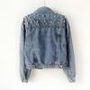 Women's Plus Size Beaded Rhinestone Denim Jacket - Trendy, Loose, Student Style