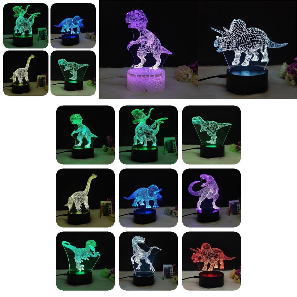 Creative Dinosaur 3d Lamp Stunning Led Night Light Touch Control For Kids Room Decor