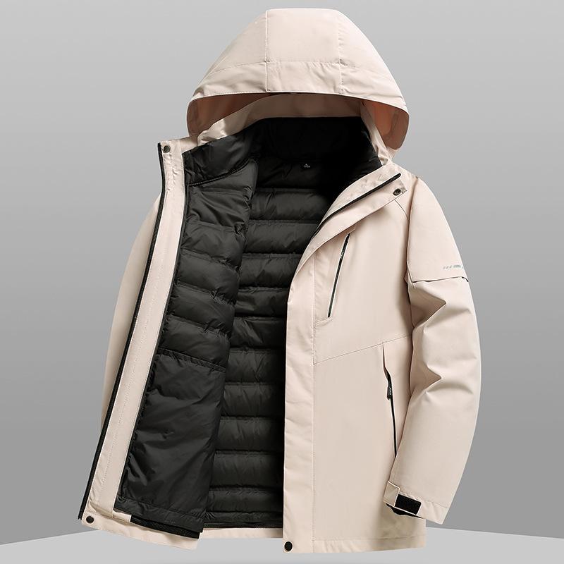 

Носите три вида одежды осенью и зимой, новая теплая и утолщенная молодежная куртка с утиным пухом национального стандарта, защищающая от холода 170 розовый