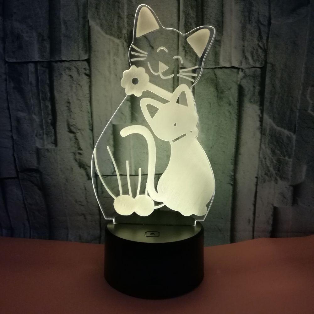 Cat Remote Touch Colorful 3d Night Lamp  Acrylic  Vision Led Small Table Lamps Factory Children's room Desk Lamp