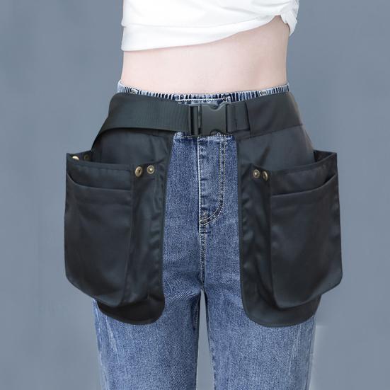 Adjustable Waistband Apron Waist Bag, Multifunctional Fanny Pack with Zipper Pockets, Waterproof Oxford Cloth Travel Running Hiking Bag, Small
