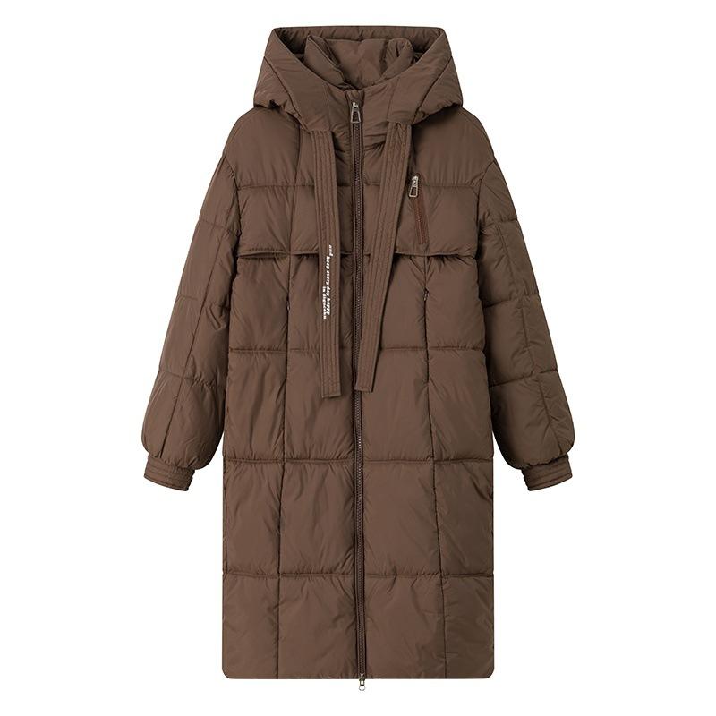 Korean version of the big quilt thickened new loose down padded jacket for the winter of 2025 Women's long over-the-knee cotton jacket