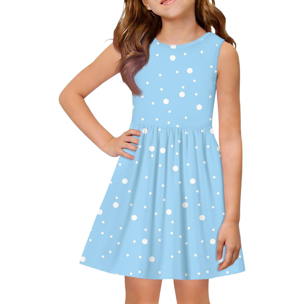Vestido de princesa de verano para niñas - Vestido de corte A con chaleco y detalles de costura
