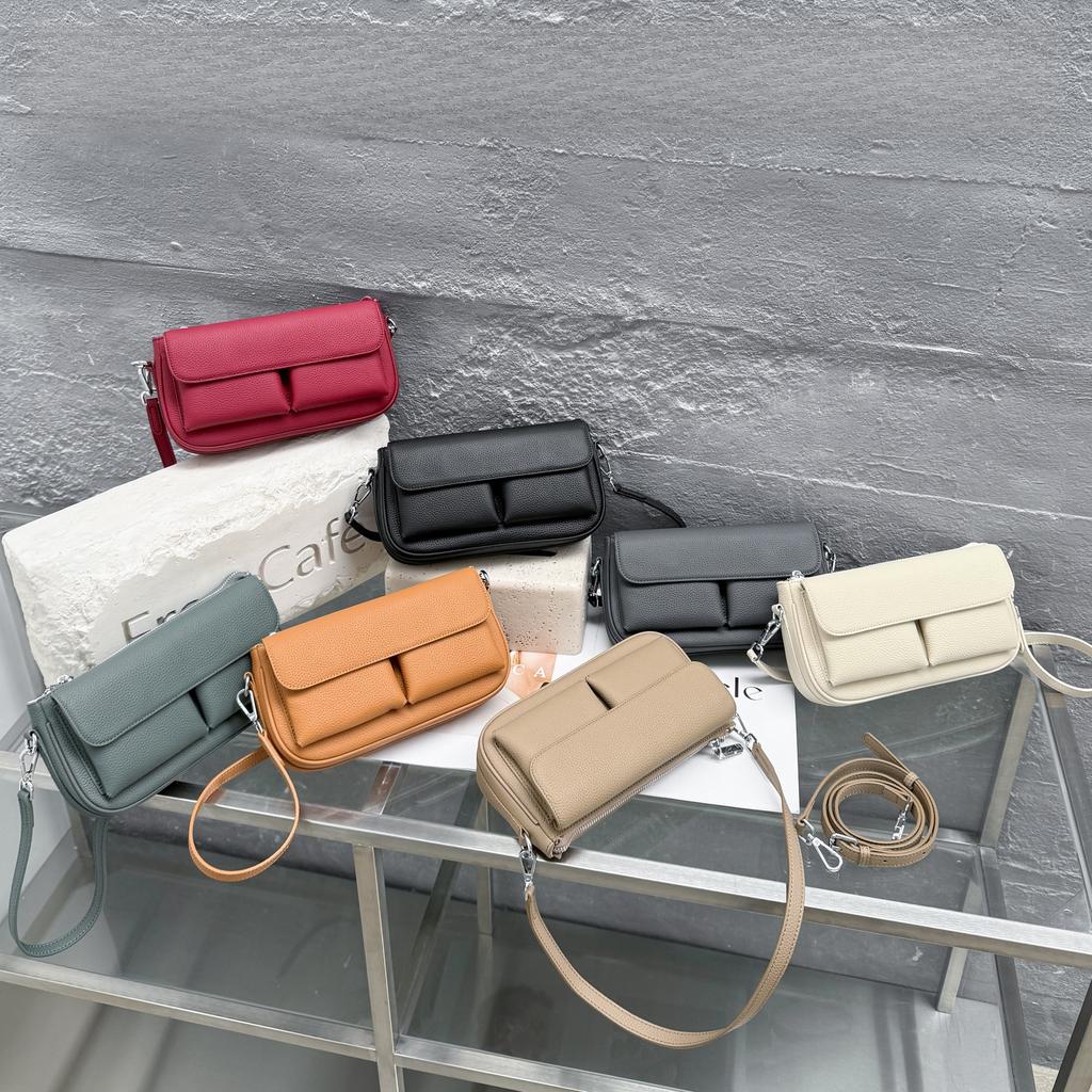 Cowhide New Casual Women's Shoulder Crossbody Small Bag Commuting Small Fresh Women's Mobile Phone Change Bag Genuine Leather