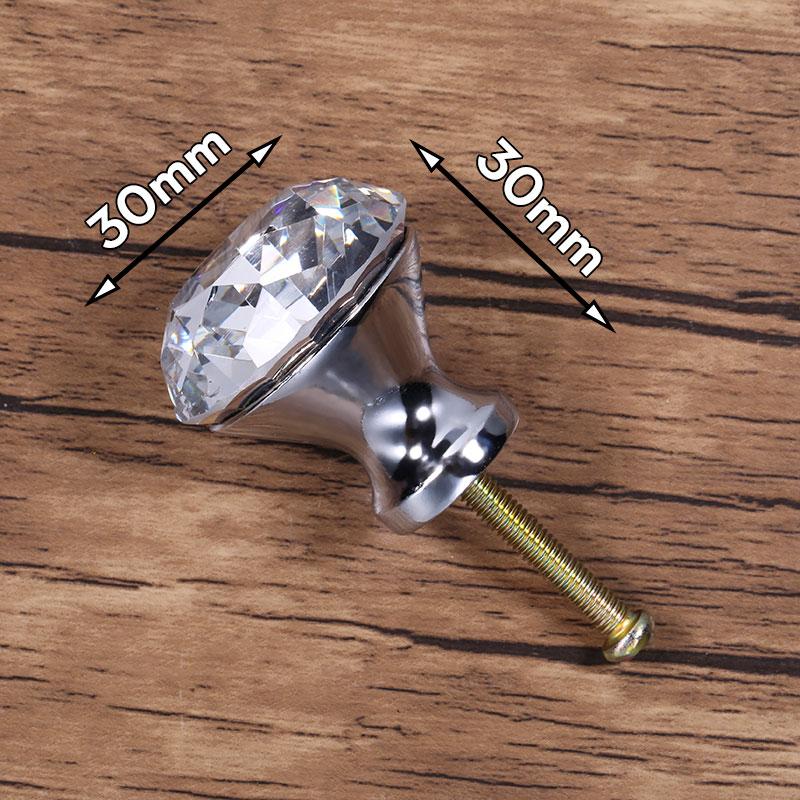 KAK 30mm Crystal Cabinet Knobs and Handles Kitchen Handles Drawer Knobs Diamond Dresser Pulls Furniture Knob Cabinet Hardware