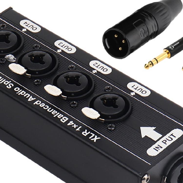6.5mm 3Pin Balanced Sound Splitter 1 Input 4 Output Splitter for Transmission Studio Equipment Extender Installation
