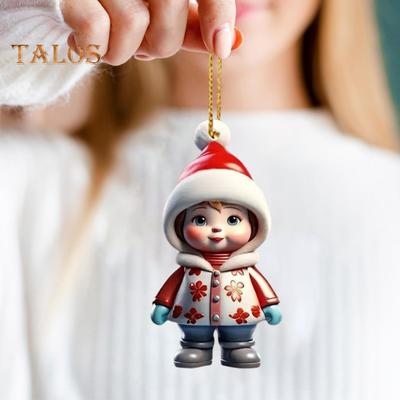 1 Pair Cartoon Figures Pendant Easy To Hang Acrylic Christmas Ornaments Colorful Reusable Hanging Pendant for Festive Home Decor Xmas Tree