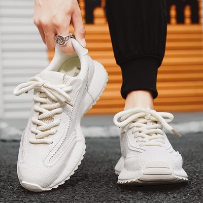 Chunky Sneaker Men Designer Increased Internal Platform Board Shoes Fashion Casual Microfiber Leather Mesh Breathable Sport Shoe