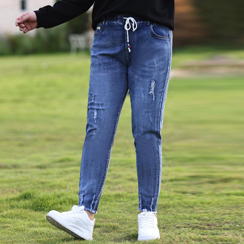 

Большие размеры женские мешковатые узкие джинсы Harlan Small Feet 6XL синий