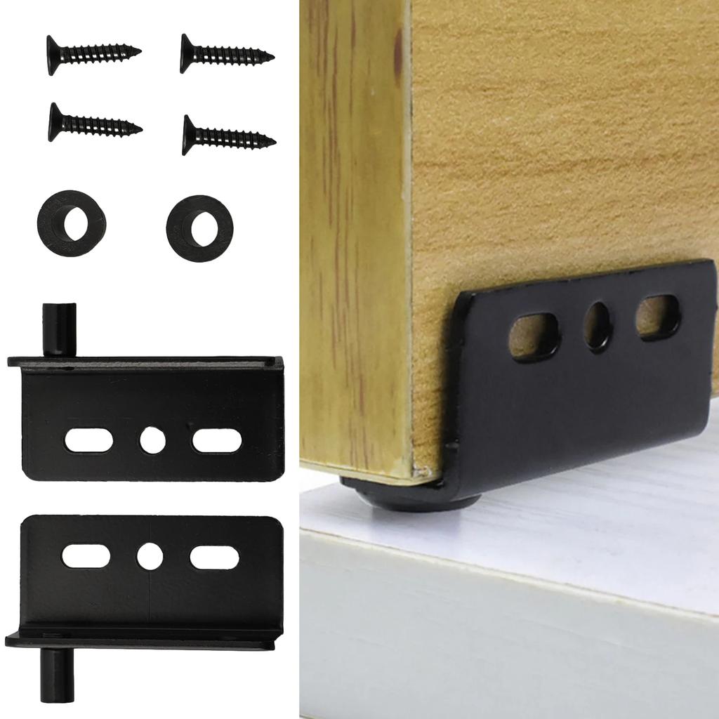 2pcs Pivot Hinges Black Concealed Shaft Door Hinge With Bushing HeavyDuty For Wood Door Cabinet Furniture Cabinet Wardrobe