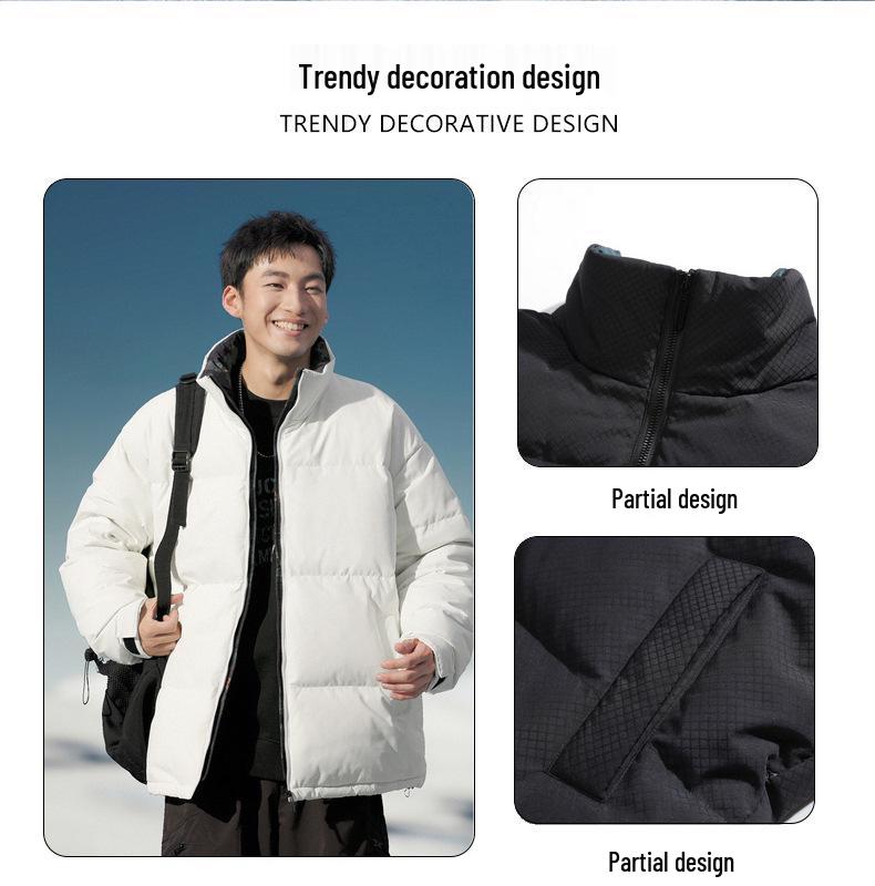 Men's High-Quality Winter Down Jacket: Warm Business Style with Thickened Stand Collar for Teens and Adults.