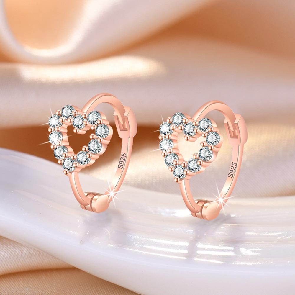 925 Sterling Silver Earrings Heart For Women Exquisite Student Girlfriend Fashion Jewelry Accessories Wedding Gift