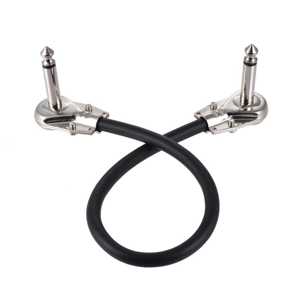 15cm/ 6in 30cm Guitar Effect Pedal Instrument Patch Cable 1/4" Silver Right-angle Plug Black PVC Jacket, 6-Pack