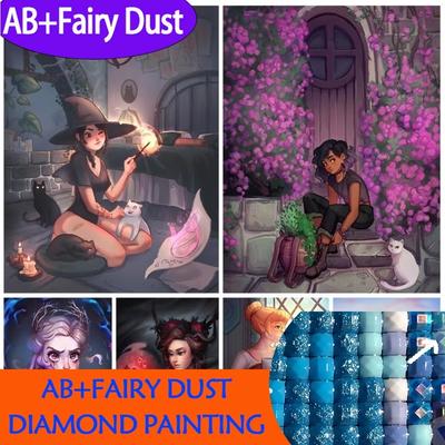 2026 New Witch Diamond Painting Girl 5D Diamond Full Drill Stitch Complete Set Crystal Handicraft Gift Home Decor