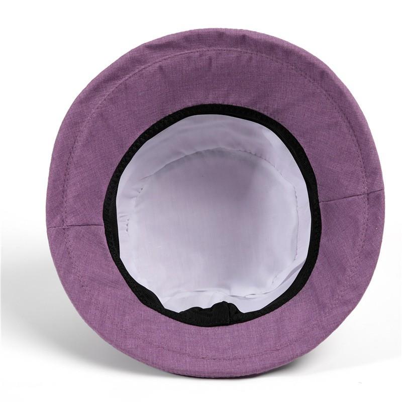 Womens Sun Hat Seniors - Wide Brim Foldable Cotton Blend UV Protection Bucket In Purple Blue Khaki Pink