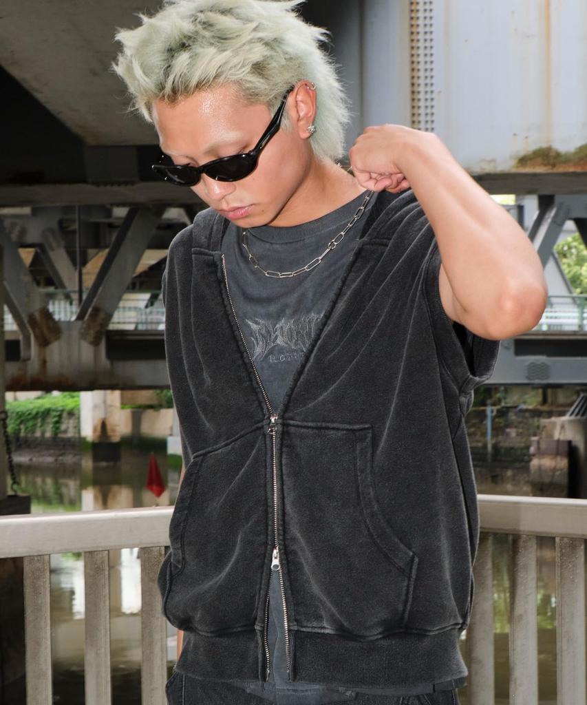 WEGO Short Sleeve Zip Summer Korean Size Sumikuro Men's Hoodie, Streetwear, Style, M,