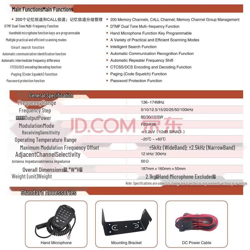 Recent High-Power UV Band Vehicle Two-Way Radio (CN version)