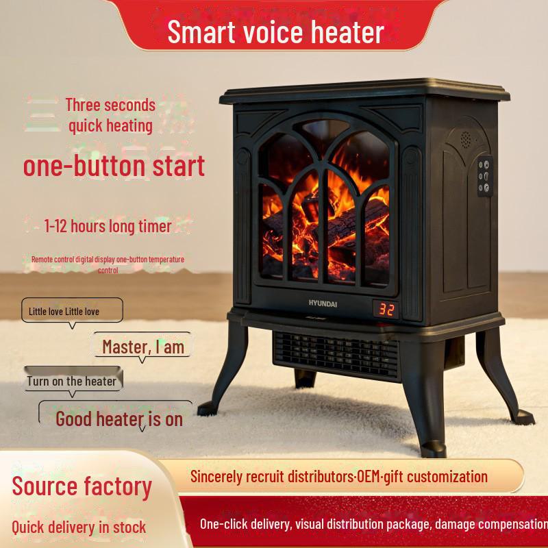 

Электрический камин с имитацией пламени для дома, спальни или ванной комнаты - компактный воздухонагреватель и отопительная печь voice, 300-500 units