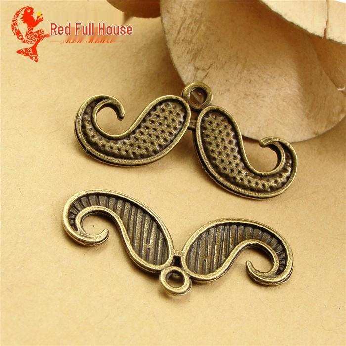 Antique Blue Retro Mustache Pendant for Mobile Phones, 1g, 100 pcs/pack