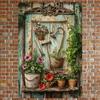 Vintage Floral Metal Tin Sign, Rust - Proof & Waterproof Iron Wall Art, Rustic Garden Scene with Gardening Tools