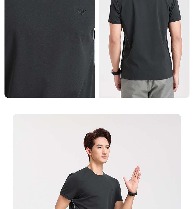 Langdeng Spring/Summer Men's Long Staple Cotton Breathable Skin Friendly Round Neck Short Sleeve T-shirt