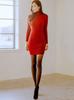 ISLAYCAOLILA EA6 Jose a mini dress perfect for club or party Features a high long and a high Orange Women's Dress, tight-fitting wear. turtleneck,
