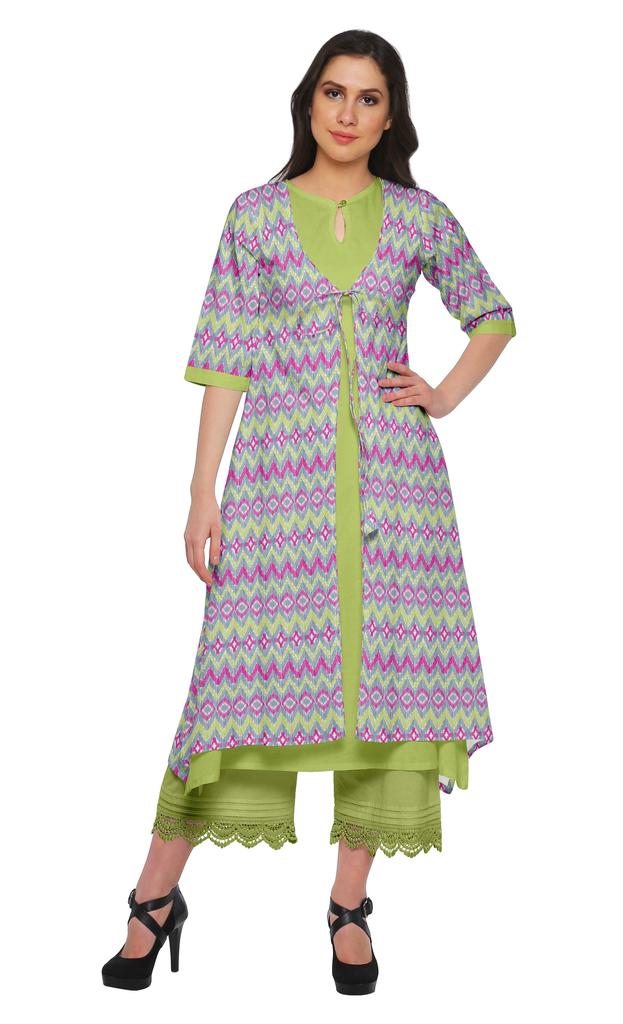 Moomaya Indian Palazzo Kurta Jacket Set For Women Partywear Chanderi Ethnic