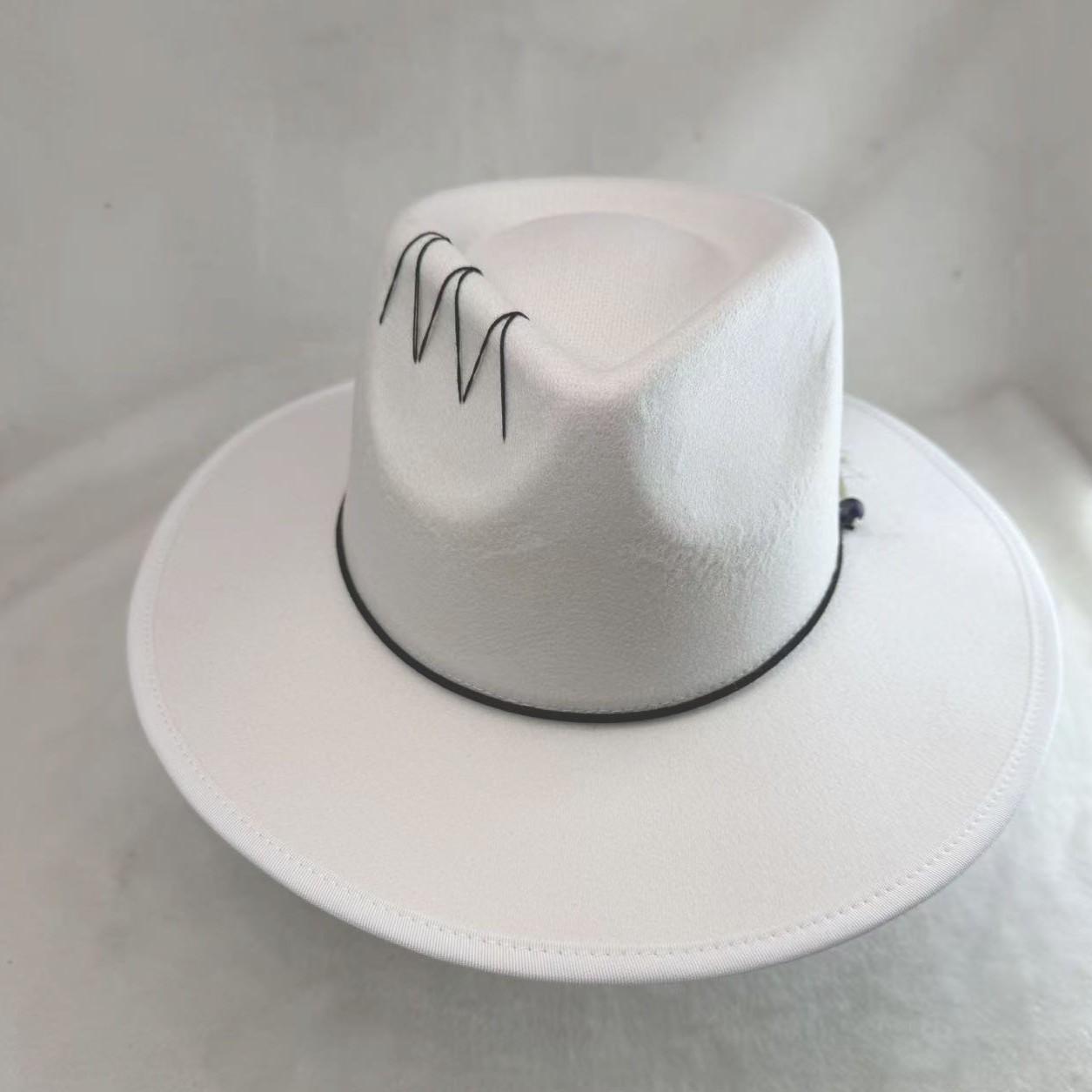 

High-grade Imitation Wool Black Big-brimmed Cowboy Hat Horse Hat Equestrian Men s and Women s Style Top Hat L（58-60cm）