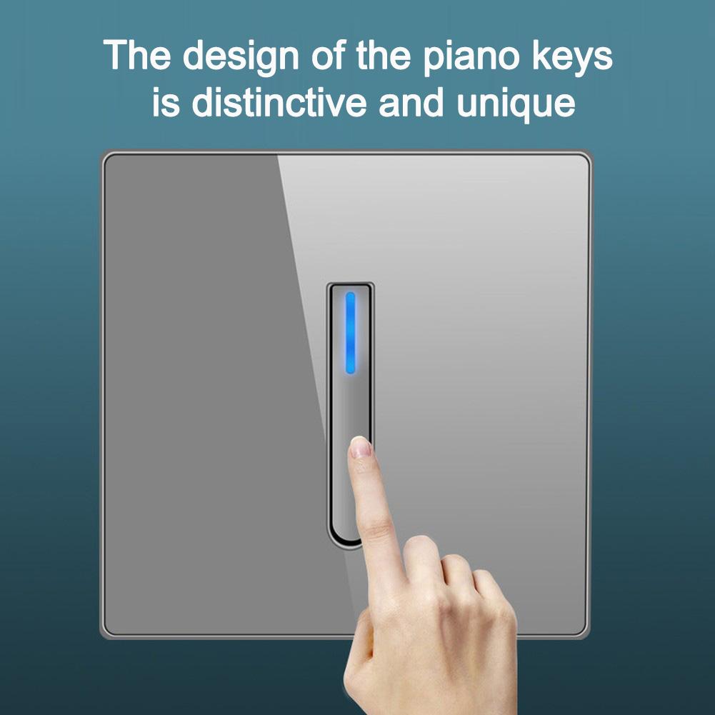 Wall Light Switch Panel with LED Indicator and Selfreset Function 10A 250V Tempered Glass Finish for Easy Maintenance