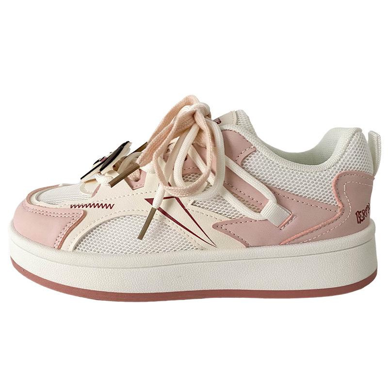 

B2310 latex insole/dog accessories thick baseplate shoes women s breathable mesh spring and summer new 2025 little white shoes 35 розовый