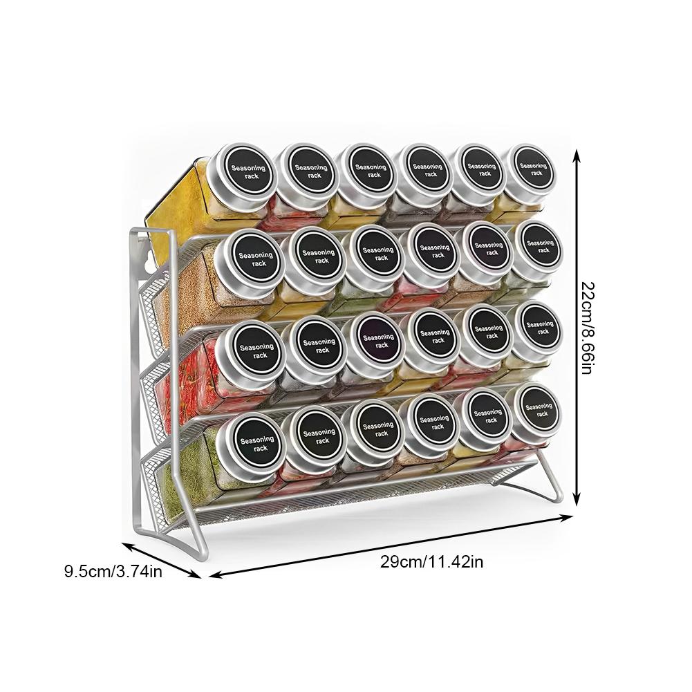 4 Tier  Container Holder Carbon Steel Cupboard Storage Shelf Non-Slip Spice Seasoning Organizer for Small Can Storage