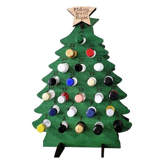 Yousheng Wooden Christmas Tree Wine Rack 24 Days Advent Calendar Wine Bottle Holder Adult Christmas Tree Countdown Decoration for Countertop Bar Decor