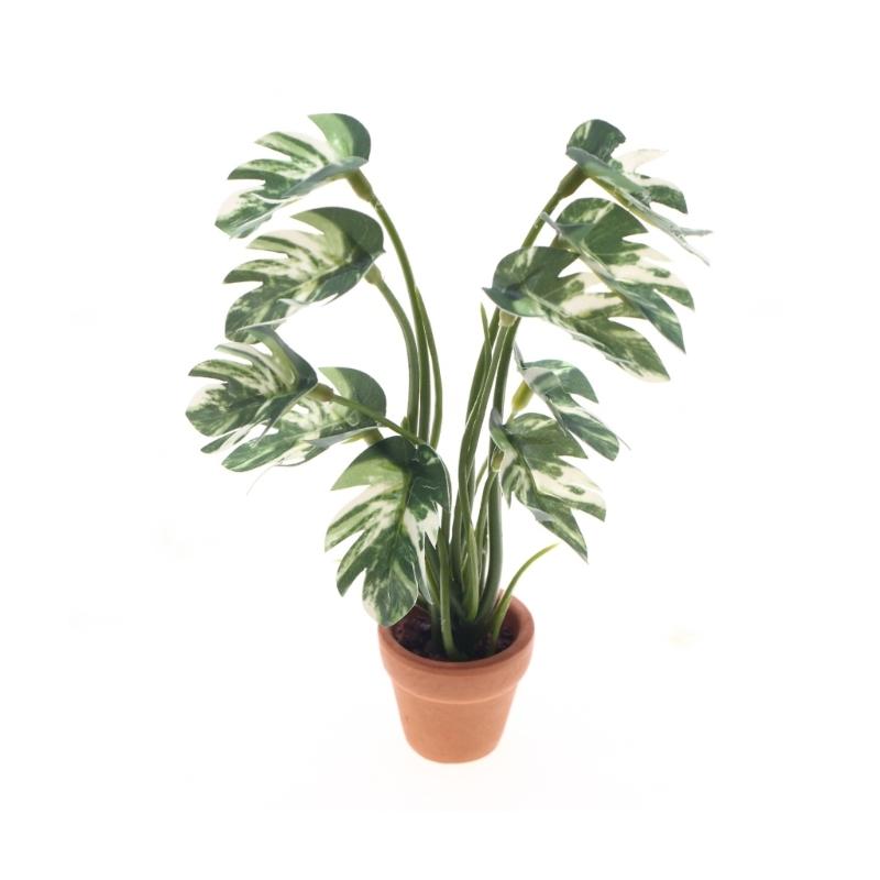 

Mini Plastic White Variegated Monstera Leaf Decoration For Dollhouses Accessories And Toy Furniture 1