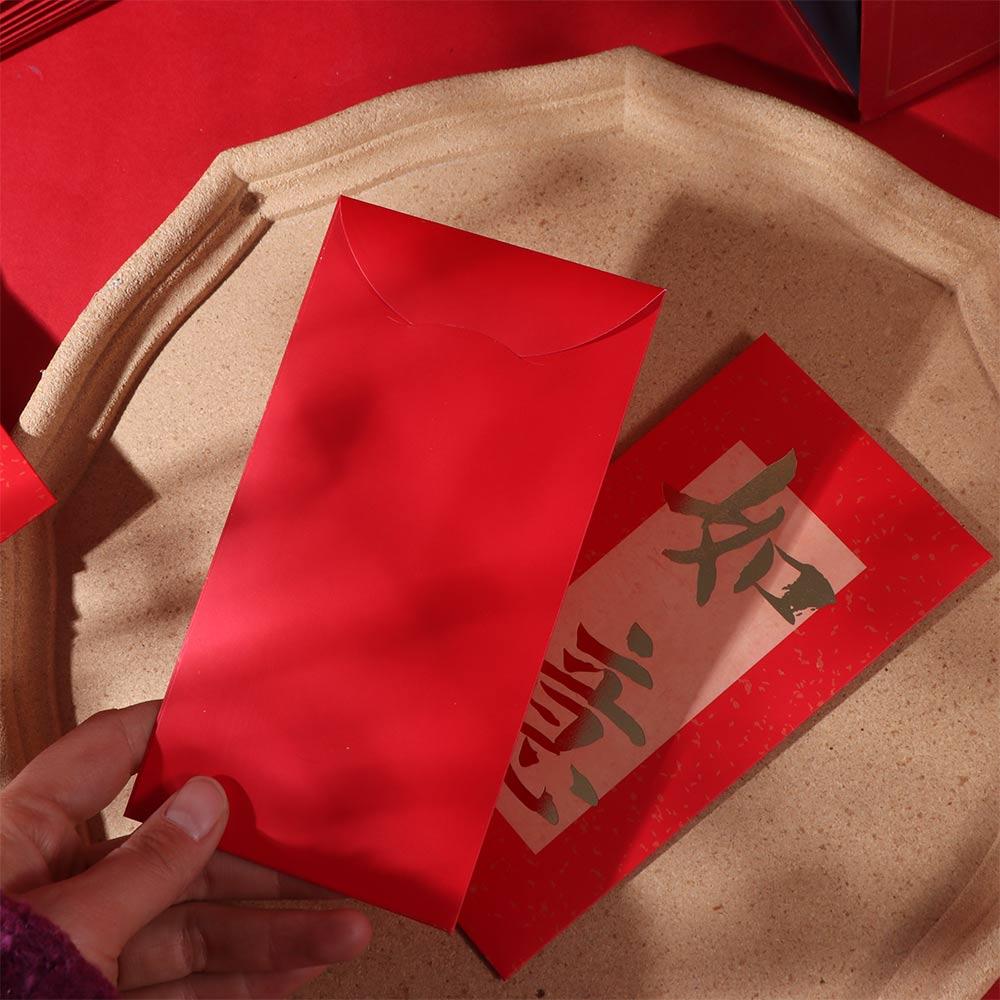 6 Stück/Set Chinesischer Stil Kalligraphie Roter Umschlag Heißfolienprägung Glücksgeldbeutel Neujahrsgeschenk