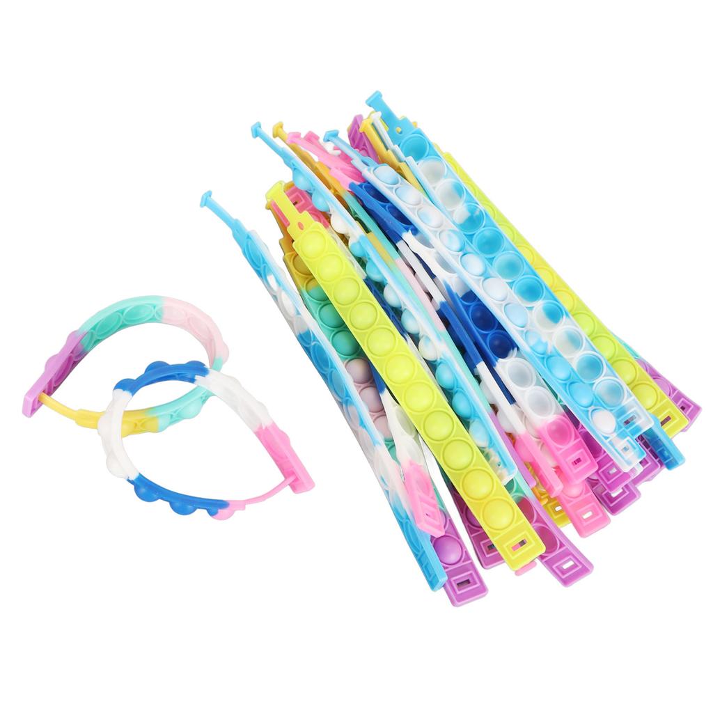31pcs Push Bubble Bracelet Multicolor Push Bubble Wristband Silicone Stress Reduing Entertaining