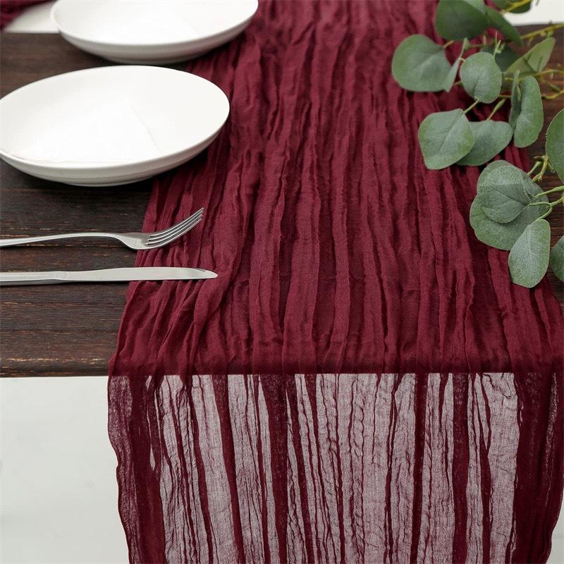 Transluzenter Dünner Knitter-Tischläufer Bankett-Tischdecke Grober Baumwoll-Tischdecke Vintage Tischdekoration