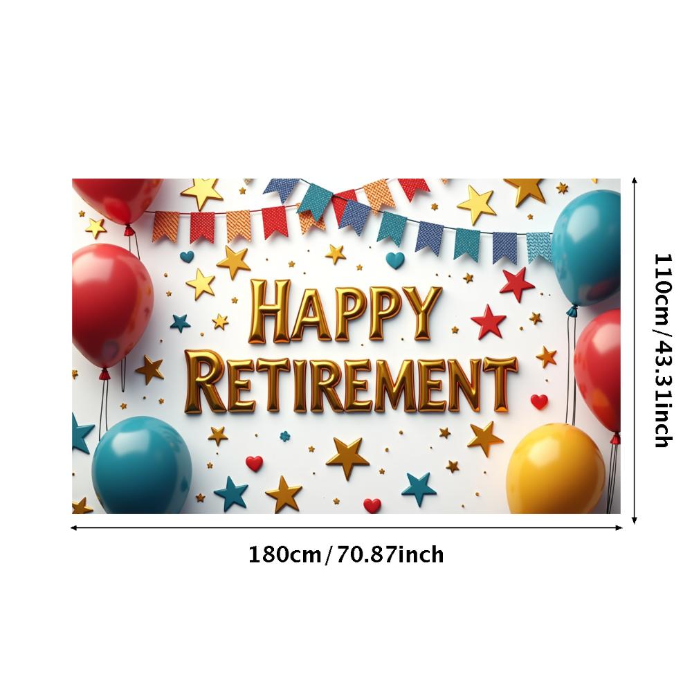 Happy Retirement Banner Balloons Retirement Theme Party Celebration Decoration Backdrop Photography Background Prop Wall Poster