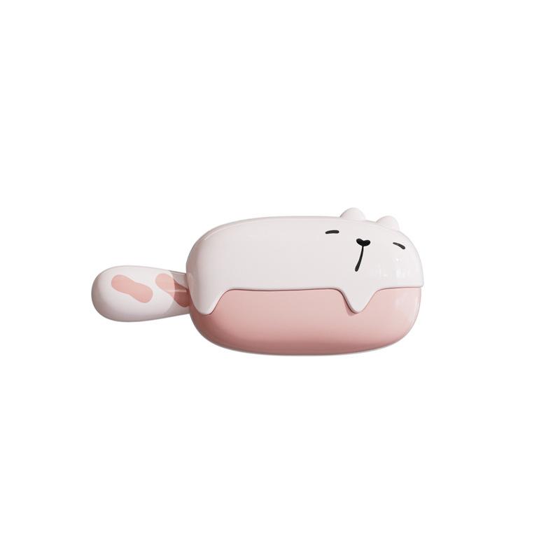 Washable Hairbrush and Comb In One Unit, Portable Hair Removal Device with Cover, Teddy Bear Hairbrush with Lid