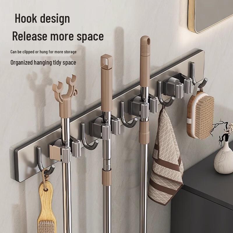 Stainless Steel Wall-Mounted Mop and Broom Holder