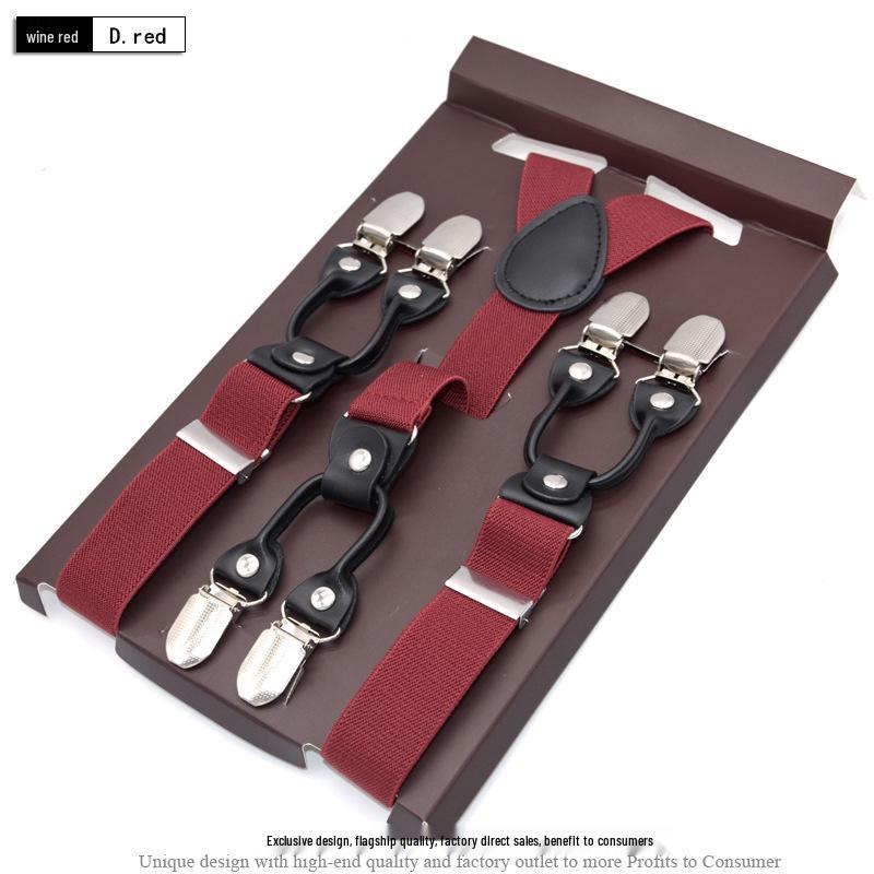 Unisex 2.5cm Six-Clip Elastic Business Suspenders