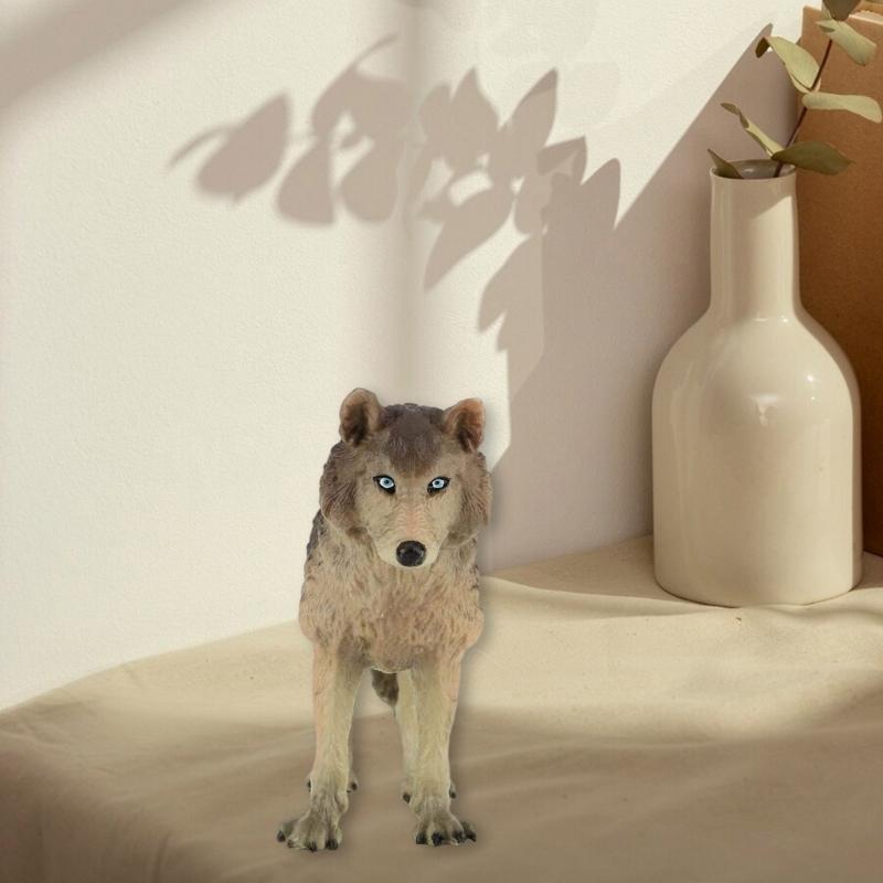 Realistic Wolf Figure Toy Educational Model Simulation Animal For Children And Collectors In Cyan Or Gray Plastic