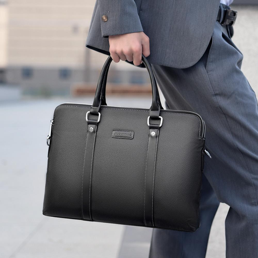Men's Bag Business Commuter Shoulder Bag Men's Tote Computer Bag Horizontal Double Zipper Briefcase Crossbody Bag