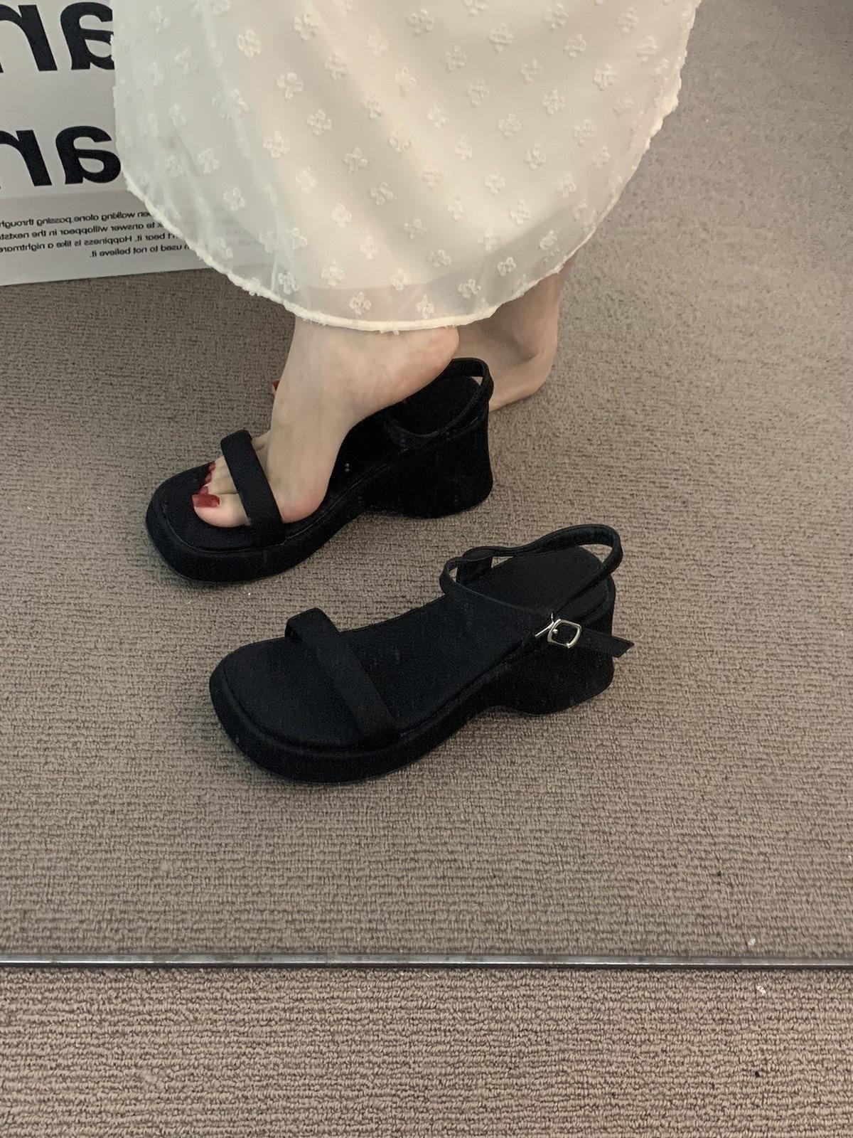 

Muffin sole open-toed sandals female platform fairy style with skirt wedge heel cool slippers shoes 40