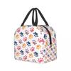 Pet Paw Pattern Animal Imprint Insulated Lunch Bag for School Office Dog Footprint Gift Picnic Thermal Cooler Lunch Box Women