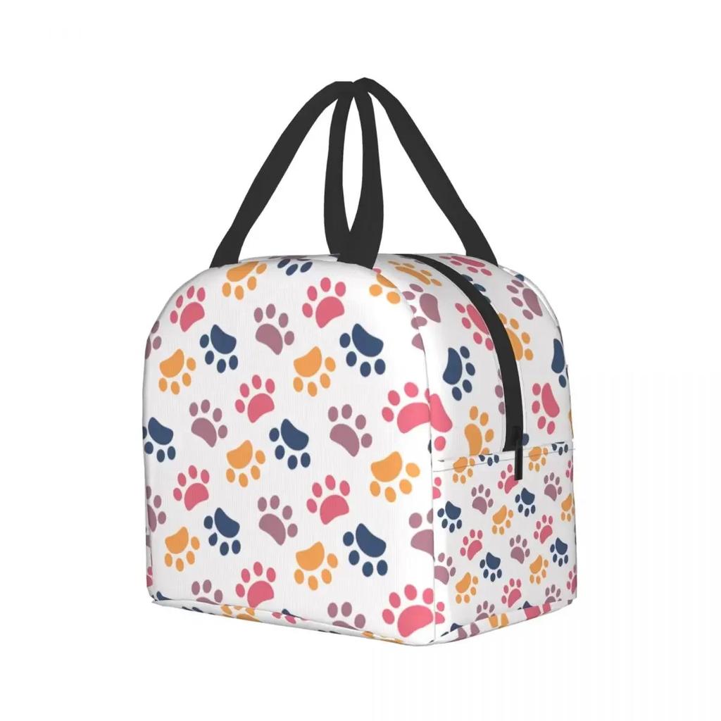 Pet Paw Pattern Animal Imprint Insulated Lunch Bag for School Office Dog Footprint Gift Picnic Thermal Cooler Lunch Box Women