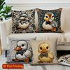 2D Cute Duck Bow-Tie Pattern Throw Pillow Covers Pattern Cushion Cover Suitable For Sofa Bedroom Car Pillow Cover