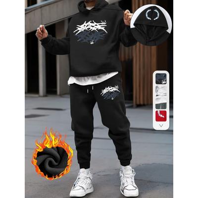 Winter Fashion Printed Hoodie and Jogging Set, Comfortable Autumn and Winter Sports Set, Loose and Casual