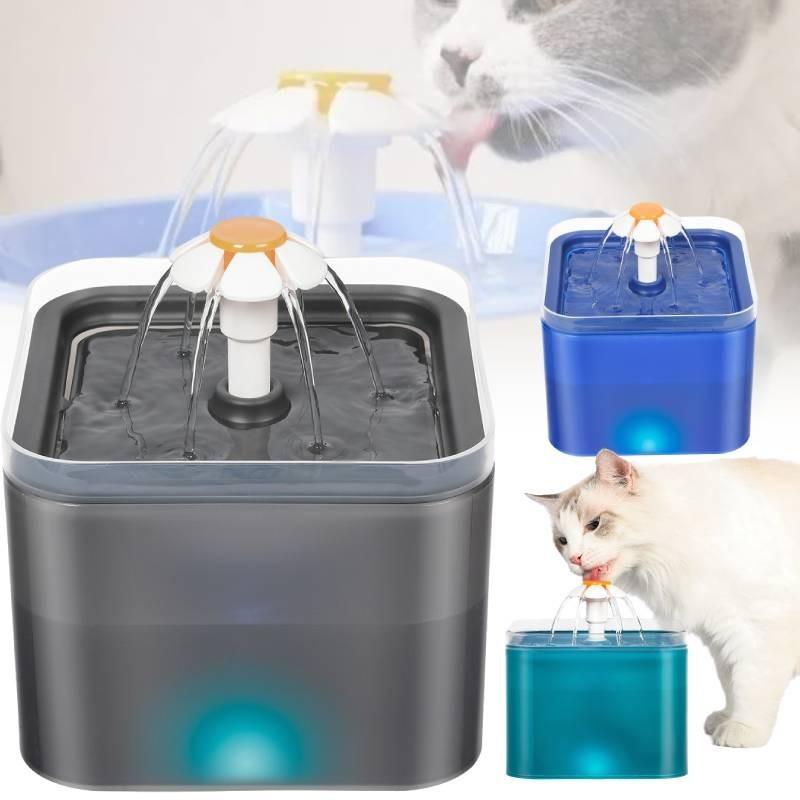 Cat Water 2l Fountain Pet Dog Led Drinking Bowl Automatic Dispenser Shape Cube